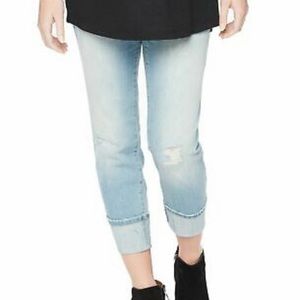 Indigo Blue Secret Fit Belly Cuffed Crop Maternity